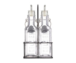 Kilner Set Of 2 Oil Bottles & Metal Rack 0.3 Litre Keans Claremorris