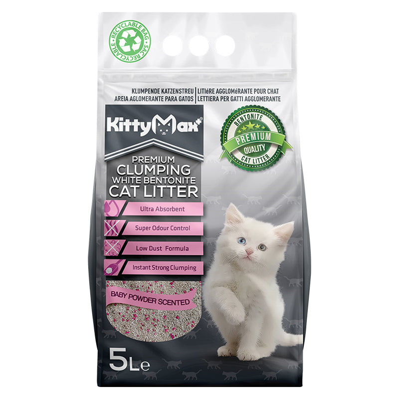 KittyMax 20L clumping cat litter with baby powder scent, ultra absorbent, low dust, odor control – Keans Claremorris