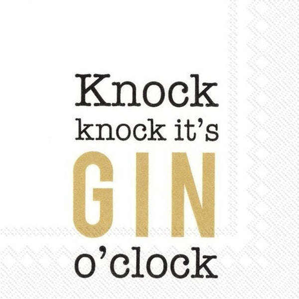 Knock Knock,It'S Gin O'Clock G Cocktail Napkins Keans Claremorris