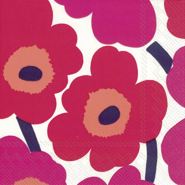 Unikko Red Lunch Napkins 20-pack, 33x33 cm, eco-friendly 3-ply cellulose with bold red poppy design – Keans Claremorris