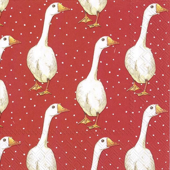Martin Red Lunch Napkins with geese design, 33x33 cm, 20 pack, eco-friendly, biodegradable – Keans Claremorris