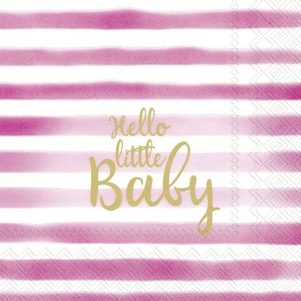 Hello Little Baby Light Rose Lunch Napkins, 20 pack, 33x33 cm, eco-friendly, baby shower decor – Keans Claremorris