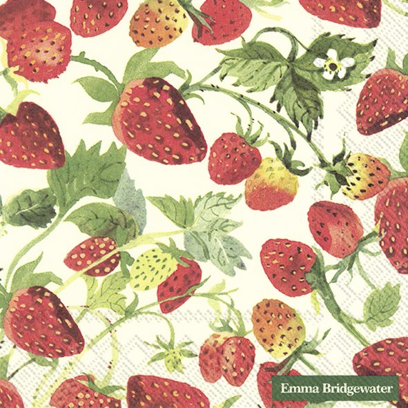 Strawberries Cream Lunch Napkins 20-pack, 33x33 cm, eco-friendly, biodegradable, strawberry design – Keans Claremorris