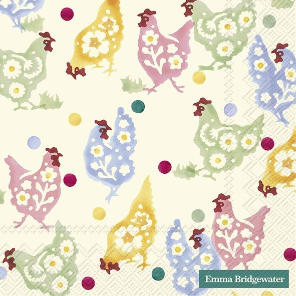 Spring Chickens Cream Lunch Napkins 33x33 cm, pack of 20, decorative paper napkins from Keans Claremorris