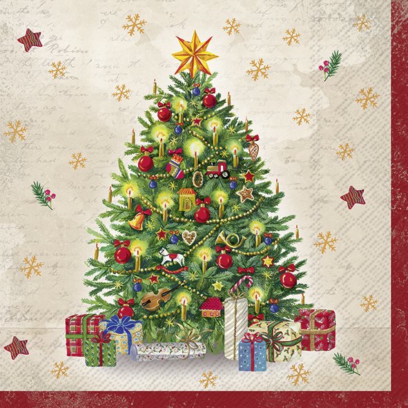 Festive Tree Cream Lunch Napkins Keans Claremorris