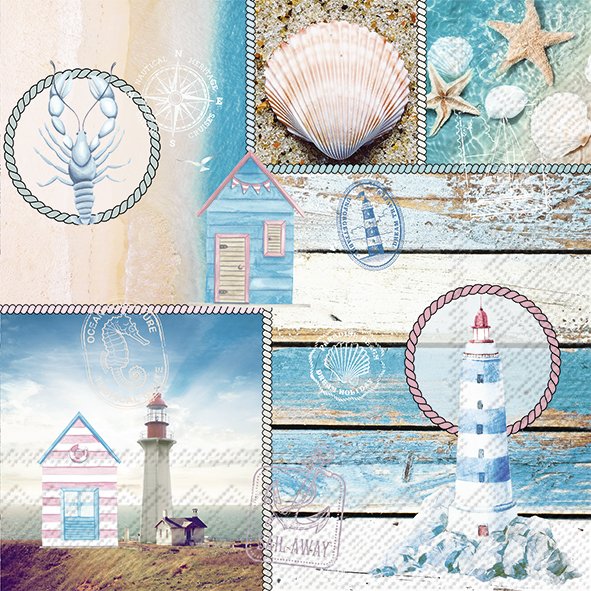 Roderik Lunch Napkins 20-pack with nautical lighthouse design, 33x33 cm, eco-friendly, biodegradable – Keans Claremorris