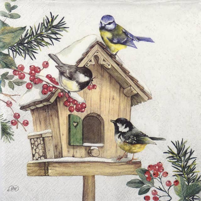 Birds Meeting Point Cream Lunch Napkins - Image 1