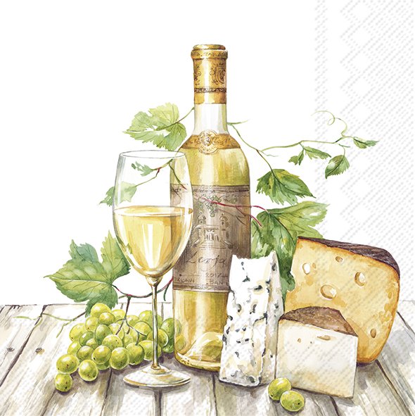 White Wine Tasting Lunch Napkins 20-pack, 33x33 cm, eco-friendly 3-ply cellulose tissue by Keans Claremorris