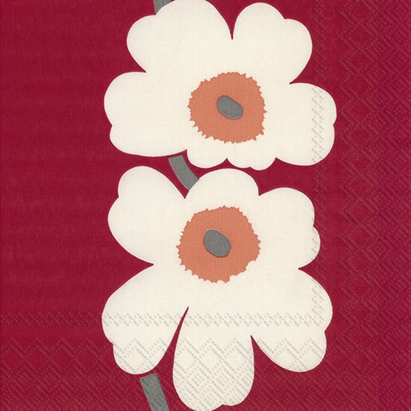 Unikko 60th Anniversary red green poppy lunch napkins, 20 pack, eco-friendly cellulose tissue – Keans Claremorris