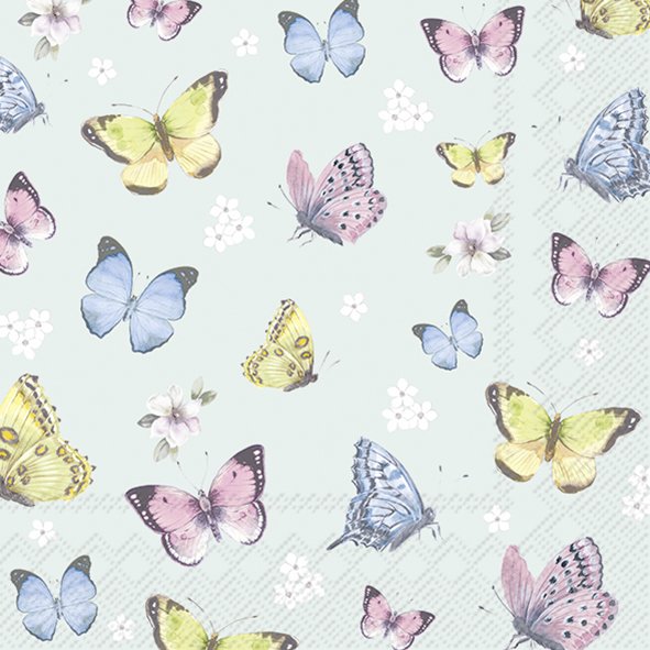 Romantic Butterflies Light Blue 3-ply Paper Lunch Napkins, 20 count – Keans Claremorris