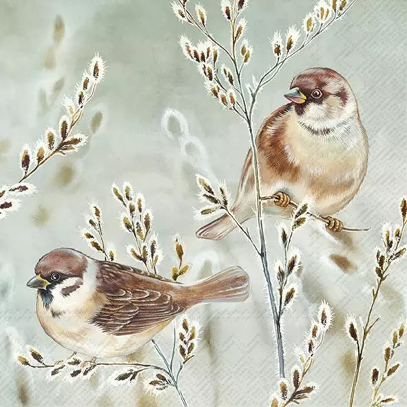 Winter Melody Blue Grey Lunch Napkins