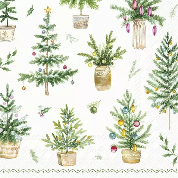 Festive Holidays Green Lunch Napkins