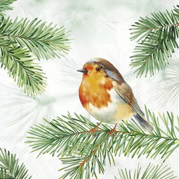Charming Robin Green Lunch Napkins
