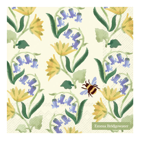 Bluebell and Celandine cream lunch napkins, 33x33 cm, pack of 20, elegant floral design – Keans Claremorris