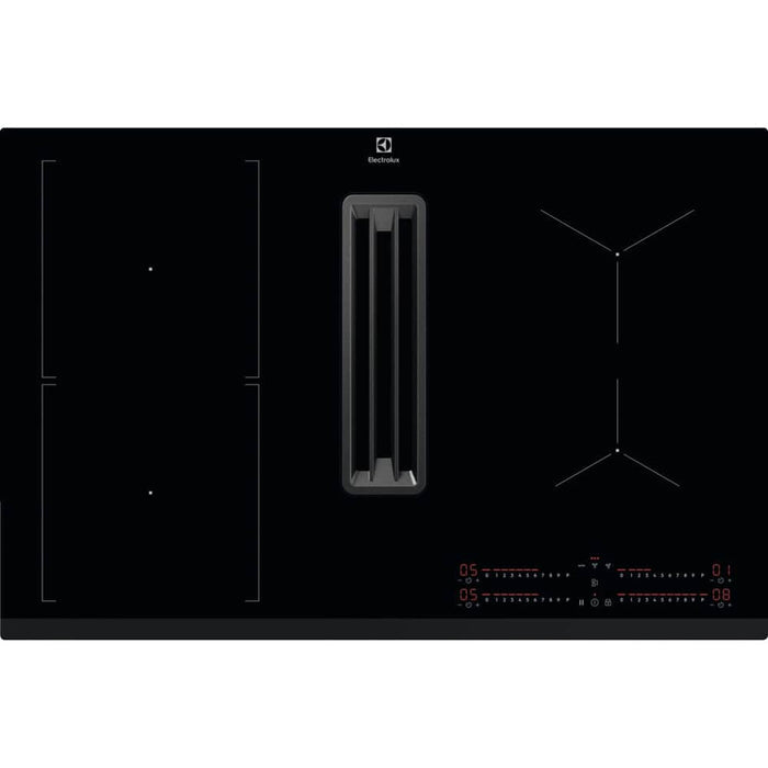 Electrolux 80 cm induction venting hob with built-in extractor, Bridge function, and aluminium mesh filters – Keans