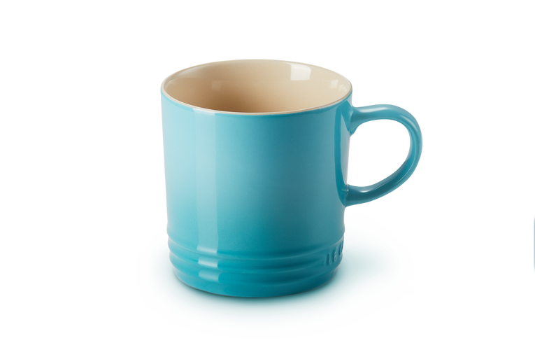 Le Creuset Stoneware Mug 0.35L in teal, durable, heat-retentive, scratch-resistant glaze – available at Keans Claremorris.