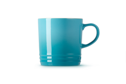 Le Creuset teal stoneware mug, durable and stylish, available at Keans Claremorris.