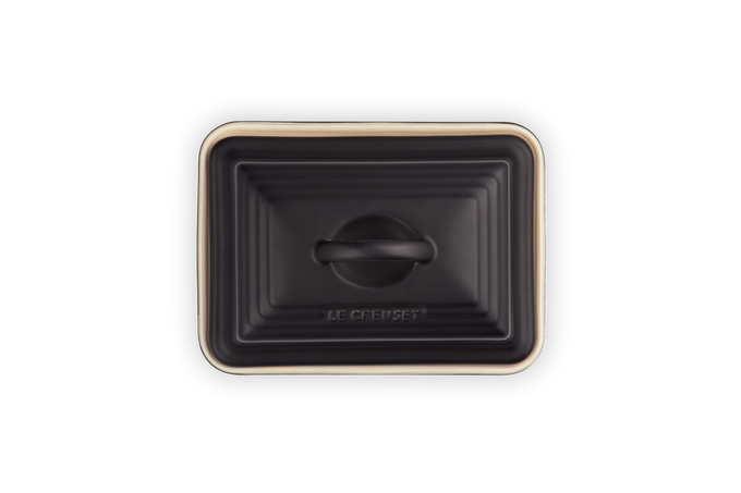 Le Creuset Butter Dish in Satin Black – Durable stoneware butter keeper, available at Keans Claremorris.
