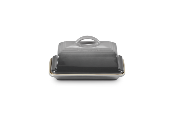 Le Creuset Flint Butter Dish, durable glazed stoneware, fridge to microwave safe, scratch-resistant, 10-year guarantee –