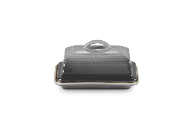Le Creuset Flint Butter Dish, durable glazed stoneware, fridge to microwave safe, scratch-resistant, 10-year guarantee –