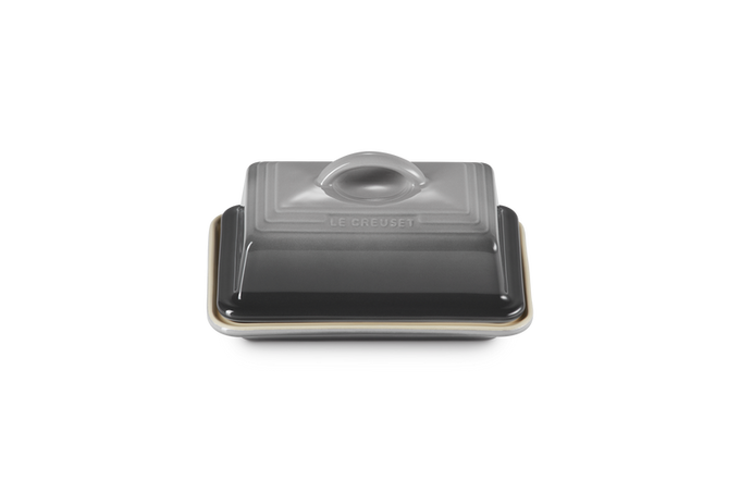Le Creuset Butter Dish in Flint gray, durable stoneware, elegant design – available at Keans Claremorris.