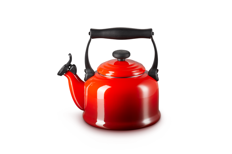 Le Creuset 2.1L Cerise stovetop kettle with whistle, enamelled carbon steel, ergonomic handle – Keans Claremorris