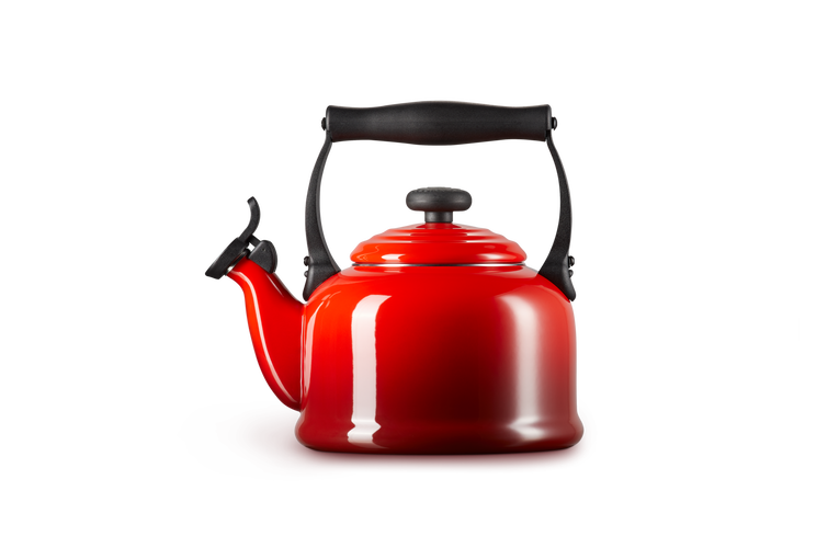 Le Creuset Traditional 2L Cerise Kettle, durable enamel finish, classic design – available at Keans Claremorris.