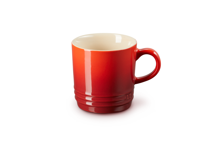 Le Creuset 200ml Cerise stoneware cappuccino mug, heat-retentive, durable, dishwasher safe – available at Keans Claremorris.