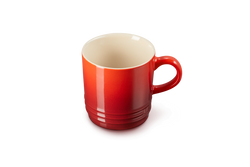 Le Creuset Stoneware Cappuccino Mug 200ml in Cerise red, durable and stylish – available at Keans Claremorris.