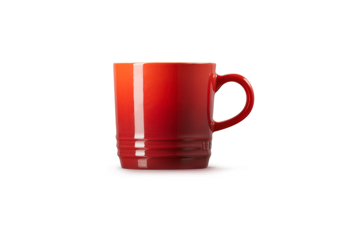 Le Creuset Stoneware Cappuccino Mug 200ml in Cerise red, durable and stylish – available at Keans Claremorris.