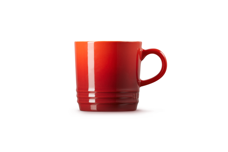 Le Creuset Stoneware Cappuccino Mug 200ml in Cerise red, durable and stylish – available at Keans Claremorris.