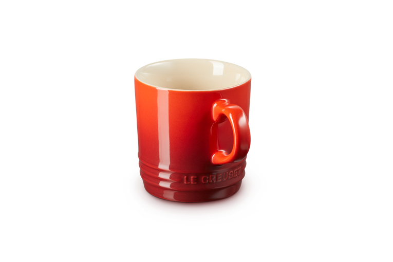 Le Creuset Stoneware Cappuccino Mug 200ml in Cerise red, durable and stylish – available at Keans Claremorris.