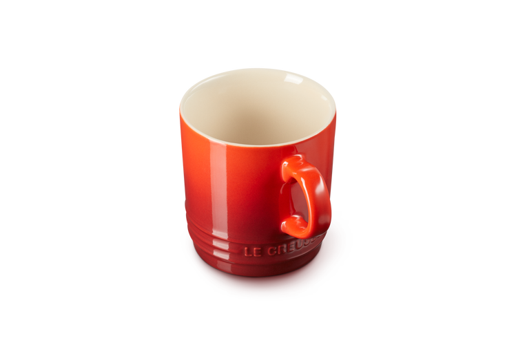 Le Creuset Stoneware Cappuccino Mug 200ml in Cerise red, durable and stylish - available at Keans Claremorris