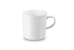 Le Creuset 350ml white stoneware mug, durable and stylish, available at Keans Claremorris.