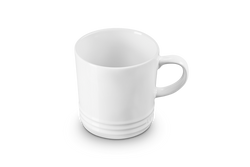 Le Creuset 350ml white stoneware mug, durable and stylish, available at Keans Claremorris.