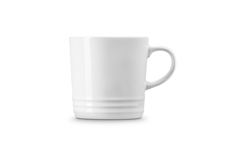 Le Creuset 350ml White Stoneware Mug, durable and stylish, available at Keans Claremorris.