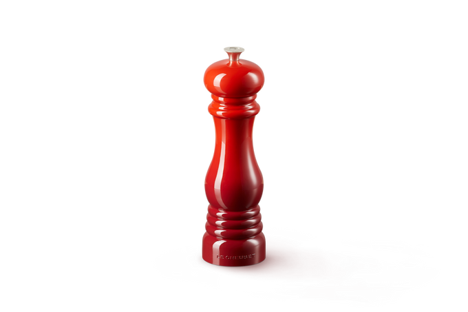 Le Creuset 21cm Cerise Pepper Mill with adjustable ceramic grinder, durable ABS plastic, stylish kitchen tool – Keans