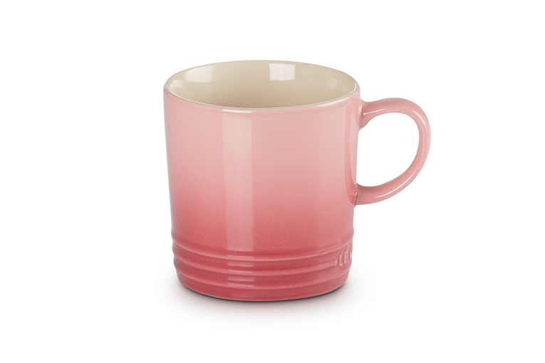 Le Creuset 350ml Rose Quartz stoneware mug, durable, heat-retentive, scratch-resistant glaze – available at Keans