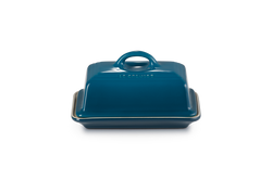 Le Creuset Deep Teal stoneware butter dish, thermoresistant, scratch-resistant glaze, dishwasher safe – Keans Claremorris