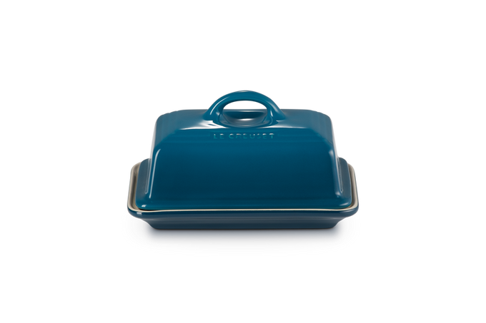 Le Creuset Deep Teal stoneware butter dish, thermoresistant, scratch-resistant glaze, dishwasher safe – Keans Claremorris