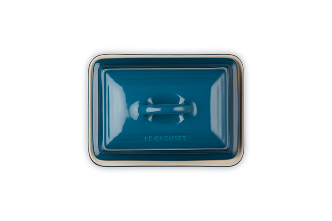 Le Creuset Butter Dish in Deep Teal, durable stoneware, stylish kitchen accessory - available at Keans Claremorris