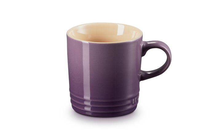 Le Creuset 350ml Ultra Violet stoneware mug, durable, heat-retentive, scratch-resistant glaze – available at Keans