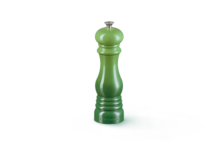 Le Creuset 21cm Bamboo Green Pepper Mill with adjustable ceramic grinder, durable ABS, stylish design – Keans Claremorris