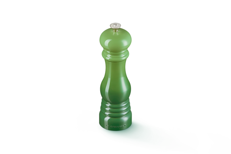 Le Creuset 21cm Bamboo Green Pepper Mill, durable and stylish grinder – available at Keans Claremorris.