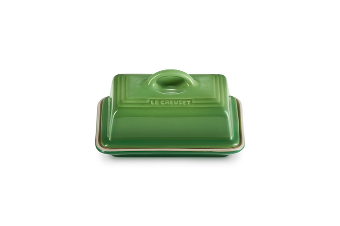 Le Creuset Butter Dish Bamboo, durable glazed stoneware, microwave & freezer safe, scratch-resistant, from Keans Claremorris.