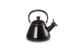 Le Creuset Kone 1.6L black enamelled steel stovetop kettle with foldable handle, whistle, and wide base – Keans Claremorris