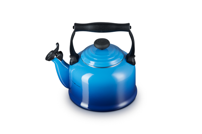 Le Creuset Traditional 2L Azure Kettle, durable enamel, classic design – available at Keans Claremorris