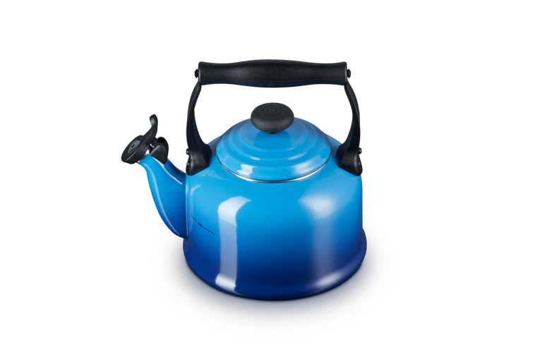 Le Creuset Traditional 2L Azure Kettle, durable enamel, classic design – available at Keans Claremorris