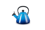 Le Creuset Kone Kettle 1.6L Azure Blue enamelled steel, foldable handle, stovetop kettle, Keans Claremorris