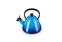 Le Creuset Kone Kettle 1.6L in Azure Blue, durable enamel finish, available at Keans Claremorris.
